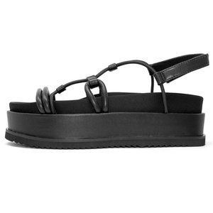 ROAM Linky Platform Sandal Black Vegan Leather - Size: 9